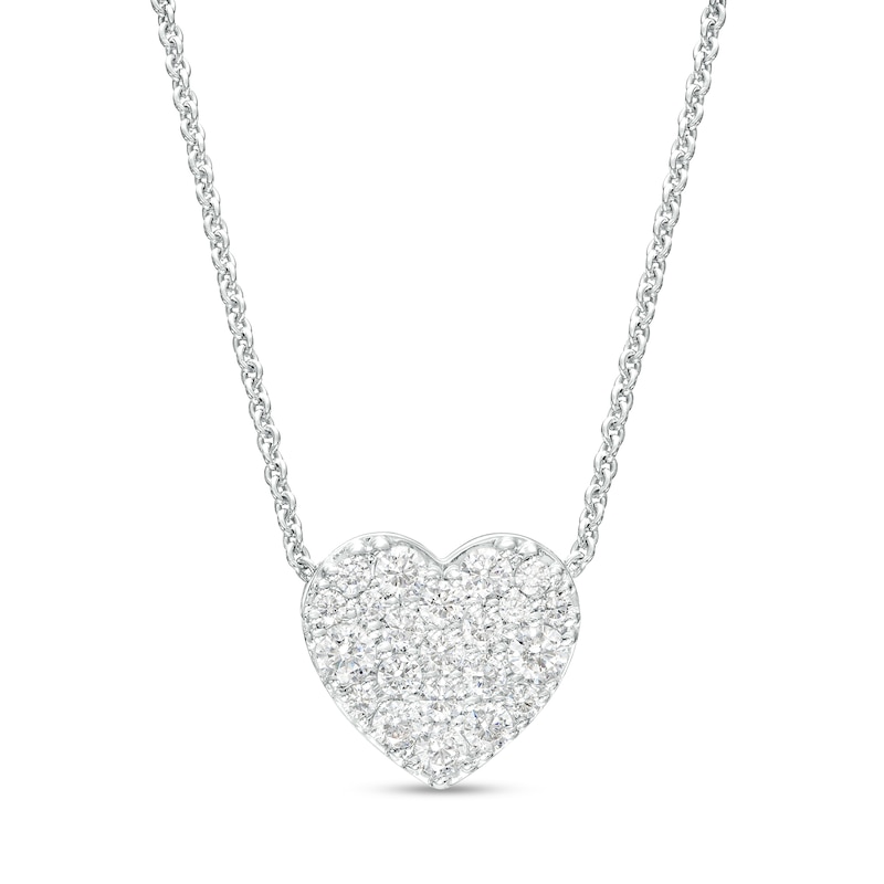 Main Image 1 of 1/2 CT. T.W. Certified Heart-Shaped Lab-Grown Multi-Diamond Pendant in 14K White Gold (F/SI2)