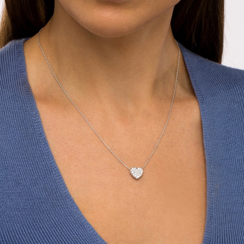 Main Image 2 of 1/2 CT. T.W. Certified Heart-Shaped Lab-Grown Multi-Diamond Pendant in 14K White Gold (F/SI2)