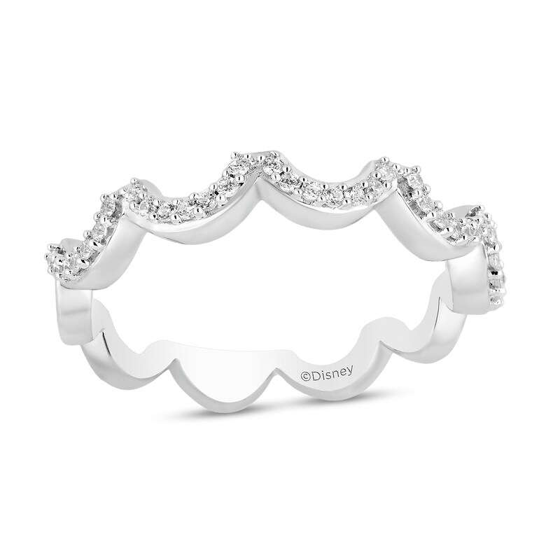 Main Image 1 of Enchanted Disney Ariel 1/6 CT. T.W. Diamond Scallop Band in Sterling Silver – Size 7