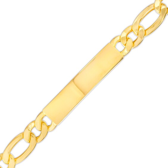 ID with Figaro Chain Bracelet in 10K Gold â 8.5"