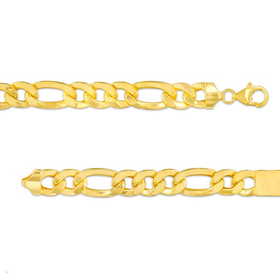 ID with Figaro Chain Bracelet in 10K Gold â 8.5"