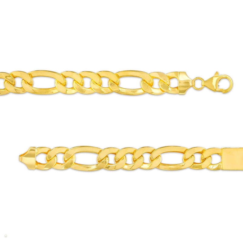 Main Image 2 of ID with Figaro Chain Bracelet in 10K Gold – 8.5"