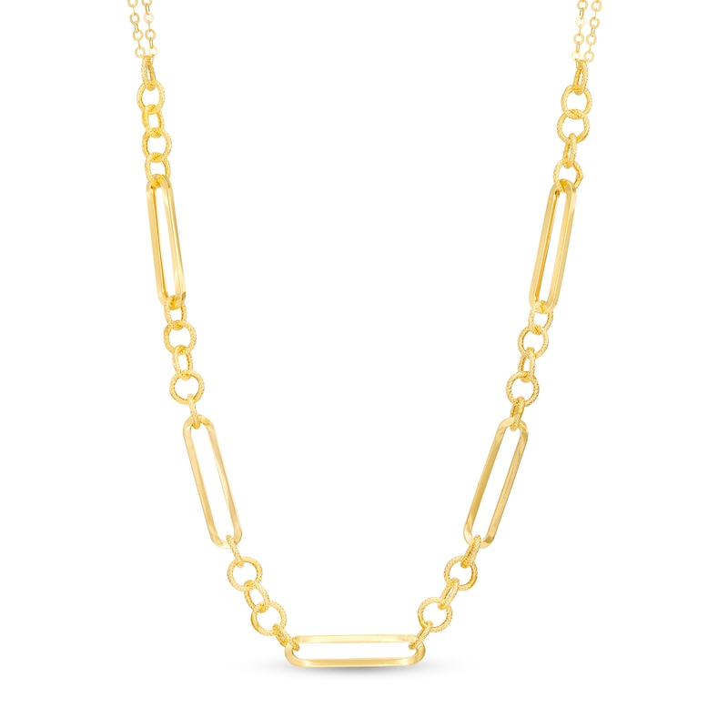 Main Image 1 of 5.6mm Alternating Paper Clip Link and Rolo Chain Necklace in Solid 10K Gold - 18"