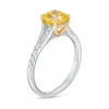 Thumbnail Image 3 of 1-3/4 CT. T.W. Certified Cushion-Cut Yellow Lab-Grown Diamond Frame Split Shank Engagement Ring in 14K White Gold