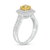 Thumbnail Image 2 of 1-3/4 CT. T.W. Certified Cushion-Cut Yellow Lab-Created Diamond Double Frame Engagement Ring in 14K White Gold
