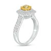 Thumbnail Image 3 of 1-3/4 CT. T.W. Certified Cushion-Cut Yellow Lab-Grown Diamond Double Frame Engagement Ring in 14K White Gold