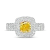 Thumbnail Image 3 of 1-3/4 CT. T.W. Certified Cushion-Cut Yellow Lab-Created Diamond Double Frame Engagement Ring in 14K White Gold