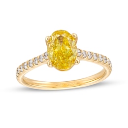1-3/4 CT. T.W. Certified Oval Yellow Lab-Grown Diamond Engagement Ring in 14K Gold
