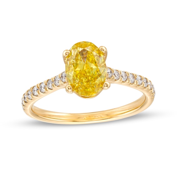 1-3/4 CT. T.w. Certified Oval Yellow Lab-Grown Diamond Engagement Ring in 14K Gold