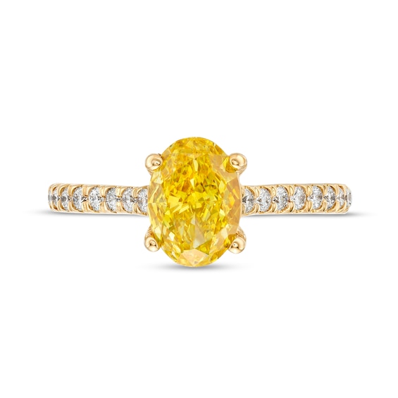 1-3/4 CT. T.w. Certified Oval Yellow Lab-Grown Diamond Engagement Ring in 14K Gold