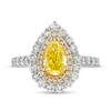 Thumbnail Image 4 of 2 CT. T.W. Certified Pear-Shaped Yellow Lab-Grown Diamond Double Frame Engagement Ring in 14K White Gold