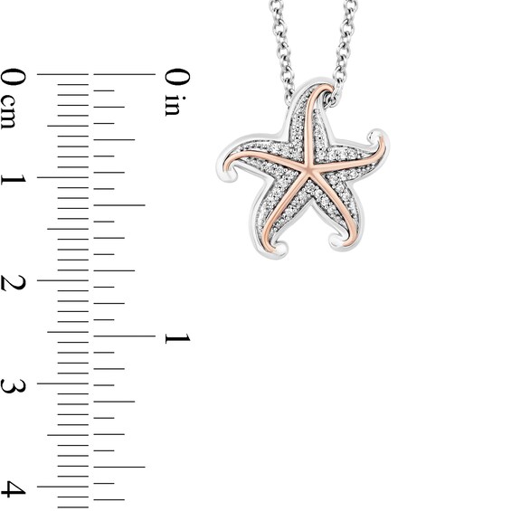 Enchanted Disney Ariel 1/10 CT. T.w. Diamond Starfish Pendant in Sterling Silver and 10K Rose Gold â 19"