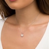 Thumbnail Image 2 of 1/6 CT. T.W. Diamond Double Heart-Shaped Frame Pendant in Sterling Silver and 10K Rose Gold
