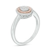 Thumbnail Image 3 of 1/6 CT. T.W. Oval-Shaped Multi-Diamond Double Frame Ring in Sterling Silver and 10K Rose Gold