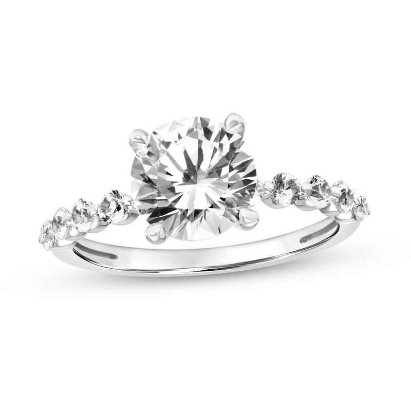 Main Image 1 of 8.0mm White Lab-Created Sapphire Engagement Ring in 10K White Gold