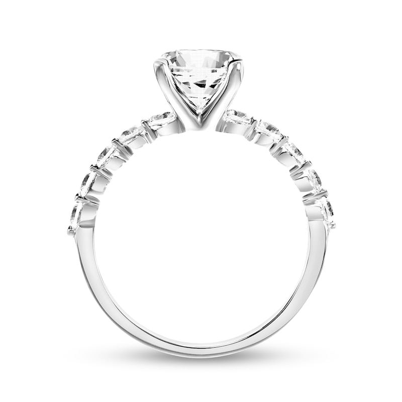 Main Image 3 of 8.0mm White Lab-Created Sapphire Engagement Ring in 10K White Gold