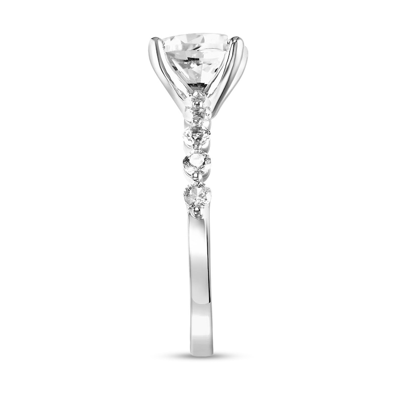 Main Image 4 of 8.0mm White Lab-Created Sapphire Engagement Ring in 10K White Gold