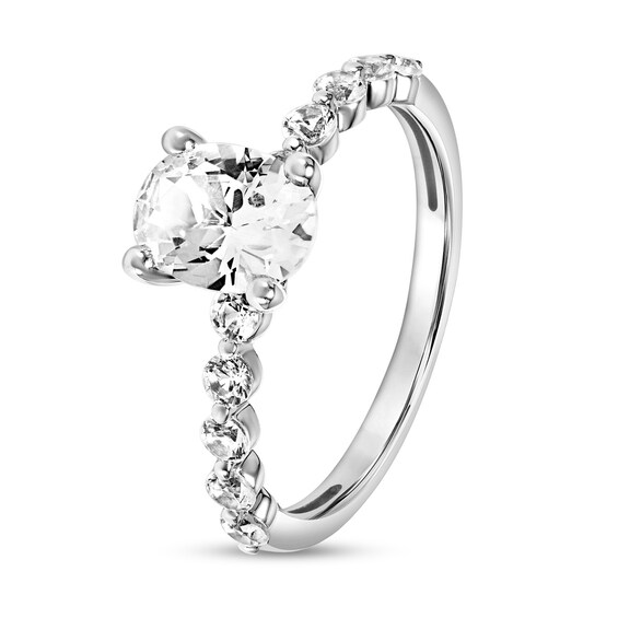 Oval White Lab-Created Sapphire Engagement Ring 10K Gold