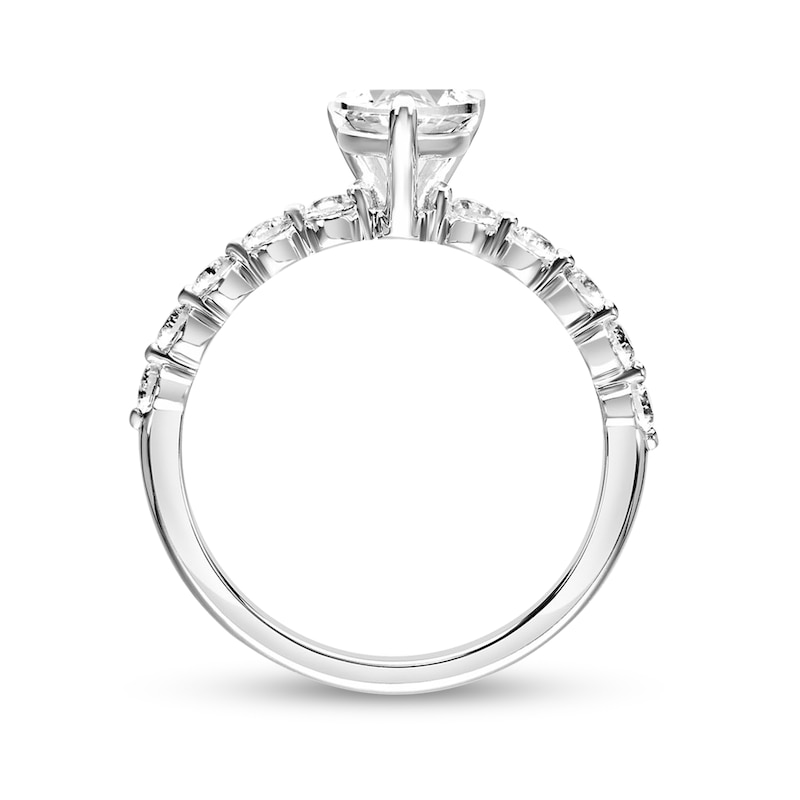 Main Image 3 of Pear-Shaped White Lab-Created Sapphire Engagement Ring in 10K White Gold