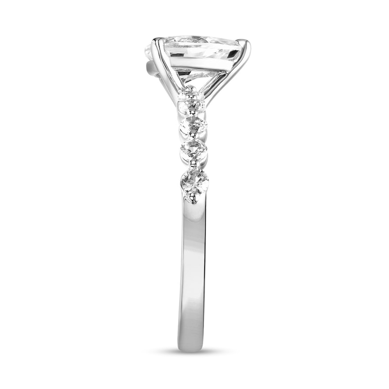 Main Image 4 of Pear-Shaped White Lab-Created Sapphire Engagement Ring in 10K White Gold