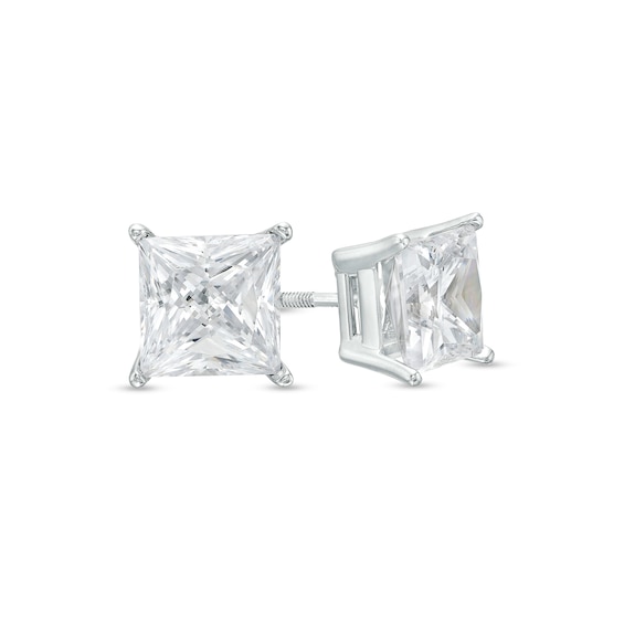 3 CT. T.w. Certified Princess-Cut Lab-Grown Diamond Stud Earrings in 14K White Gold (F/Si2)