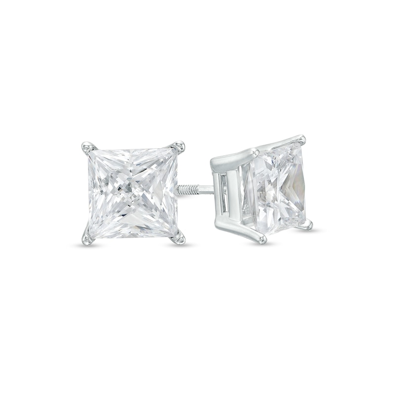 Main Image 1 of 3 CT. T.W. Certified Princess-Cut Lab-Grown Diamond Stud Earrings in 14K White Gold (F/SI2)