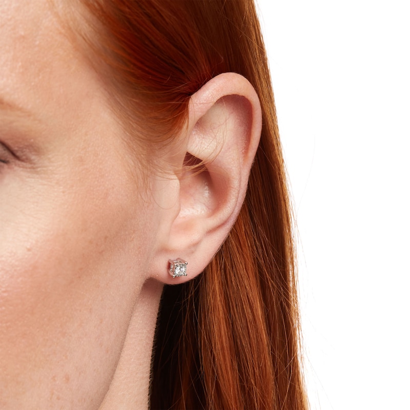 Main Image 2 of 1/6 CT. T.W. Diamond Solitaire Stud Earrings in Sterling Silver (J/I3)