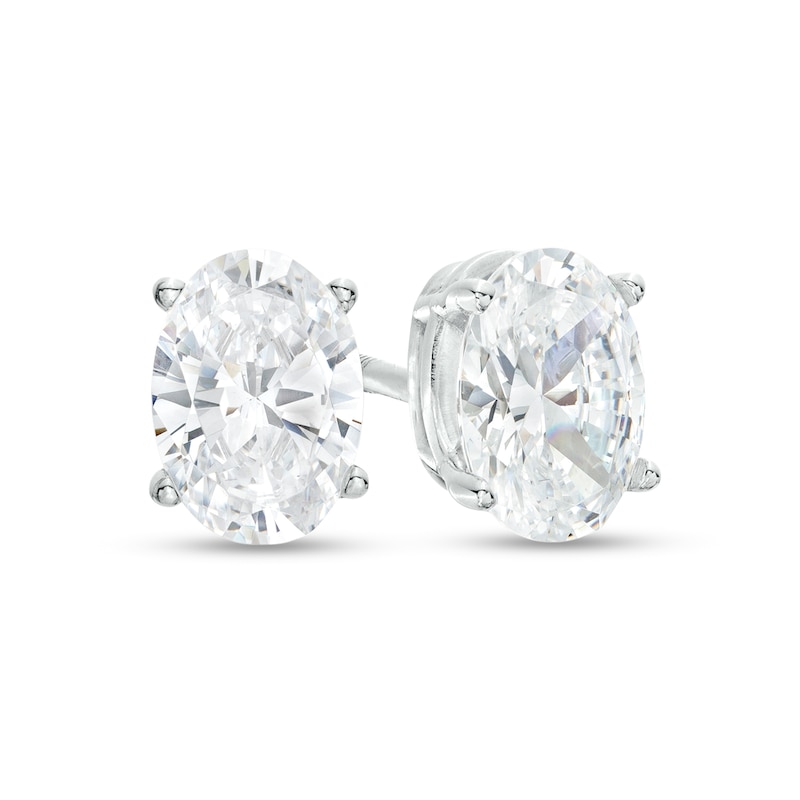 1 CT. T.W. Certified Oval Lab-Created Diamond Solitaire Stud Earrings in 14K White Gold (F/SI2)