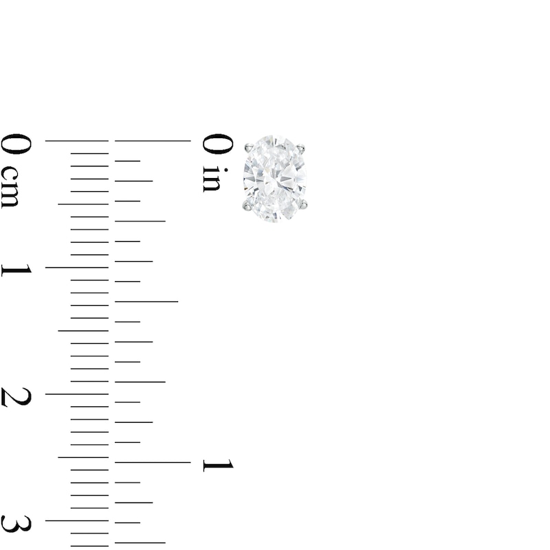 Main Image 3 of 1 CT. T.W. Certified Oval Lab-Grown Diamond Solitaire Stud Earrings in 14K White Gold (F/SI2)