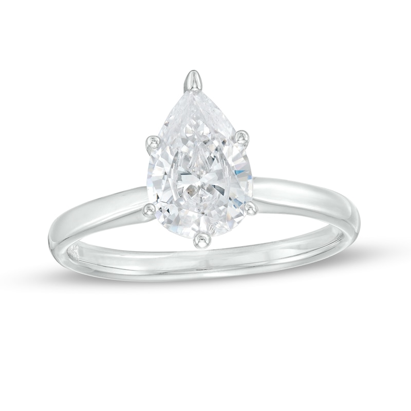 1-1/2 CT. Certified Pear-Shaped Lab-Created Diamond Solitaire Engagement Ring in 14K White Gold (F/VS2)