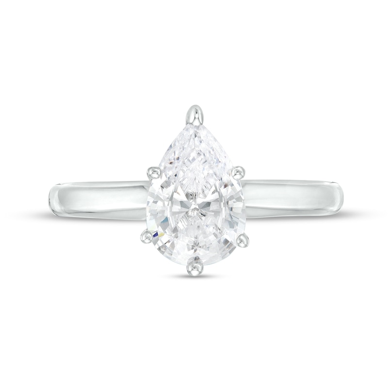 Perla. 1ctw. Pear-Shaped Diamond Halo Engagement Ring in 14K White Gold