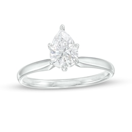 1 CT. Certified Pear-Shaped Lab-Grown Diamond Solitaire Engagement Ring in 14K White Gold (F/VS2)