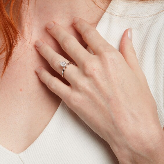 1 CT. Certified Pear-Shaped Lab-Grown Diamond Solitaire Engagement Ring in 14K White Gold (F/Vs2)