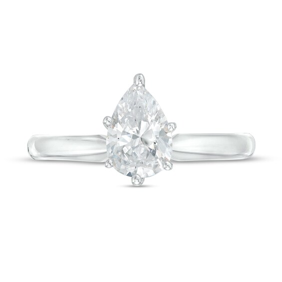 1 CT. Certified Pear-Shaped Lab-Grown Diamond Solitaire Engagement Ring in 14K White Gold (F/Vs2)