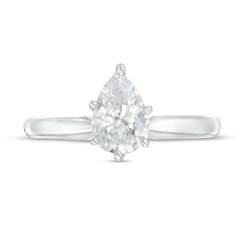 1 CT. Certified Pear-Shaped Lab-Created Diamond Solitaire Engagement Ring in 14K White Gold (F/VS2)