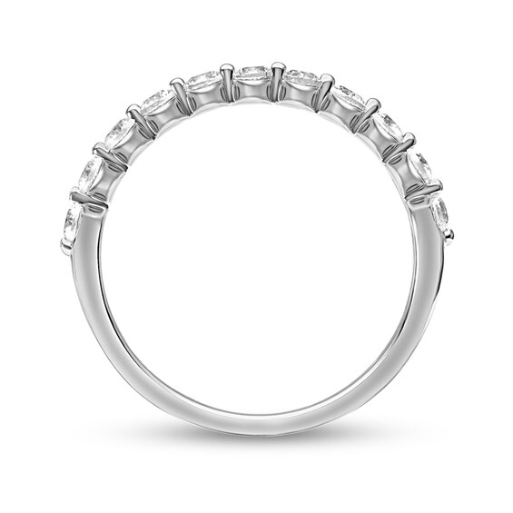 White Lab-Created Sapphire Wedding Band in 10K White Gold