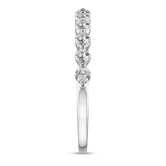 White Lab-Created Sapphire Wedding Band in 10K White Gold