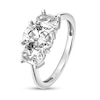 Thumbnail Image 2 of Oval White Lab-Created Sapphire Three Stone Engagement Ring in 10K White Gold