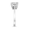 Thumbnail Image 4 of Oval White Lab-Created Sapphire Three Stone Engagement Ring in 10K White Gold