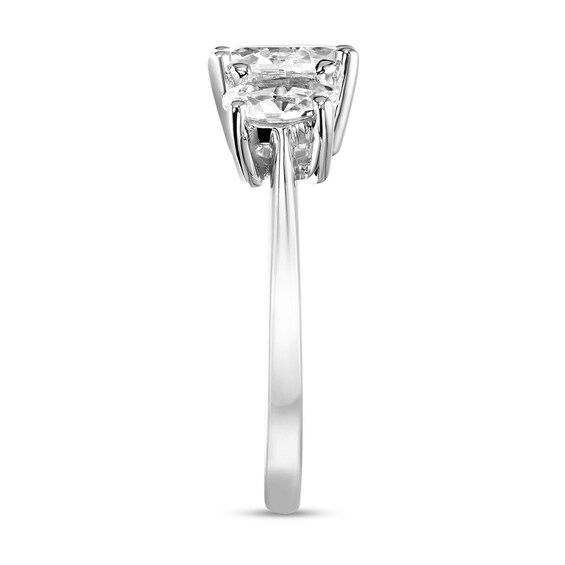 Oval White Lab-Created Sapphire Three Stone Engagement Ring 10K Gold