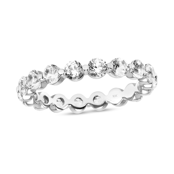 3.0mm White Lab-Created Sapphire Eternity Wedding Band in 10K White Gold