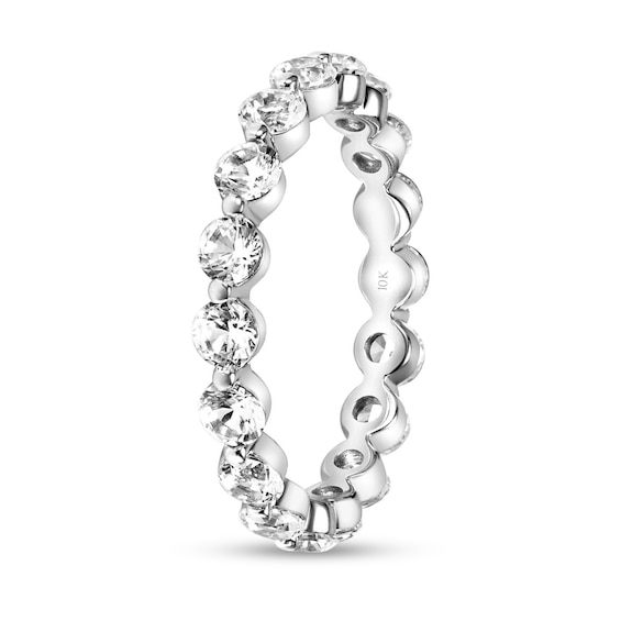 3.0mm White Lab-Created Sapphire Eternity Wedding Band in 10K White Gold