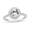 Thumbnail Image 1 of 7.0mm White Lab-Created Sapphire Framed Engagement Ring in Sterling Silver