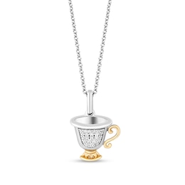 Enchanted Disney Belle 1/15 CT. T.W. Diamond Teacup in Sterling Silver and 10K Gold – 19"