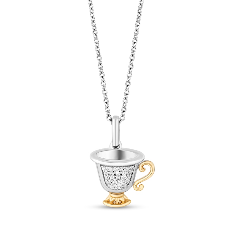Main Image 1 of Enchanted Disney Belle 1/15 CT. T.W. Diamond Teacup in Sterling Silver and 10K Gold – 19"