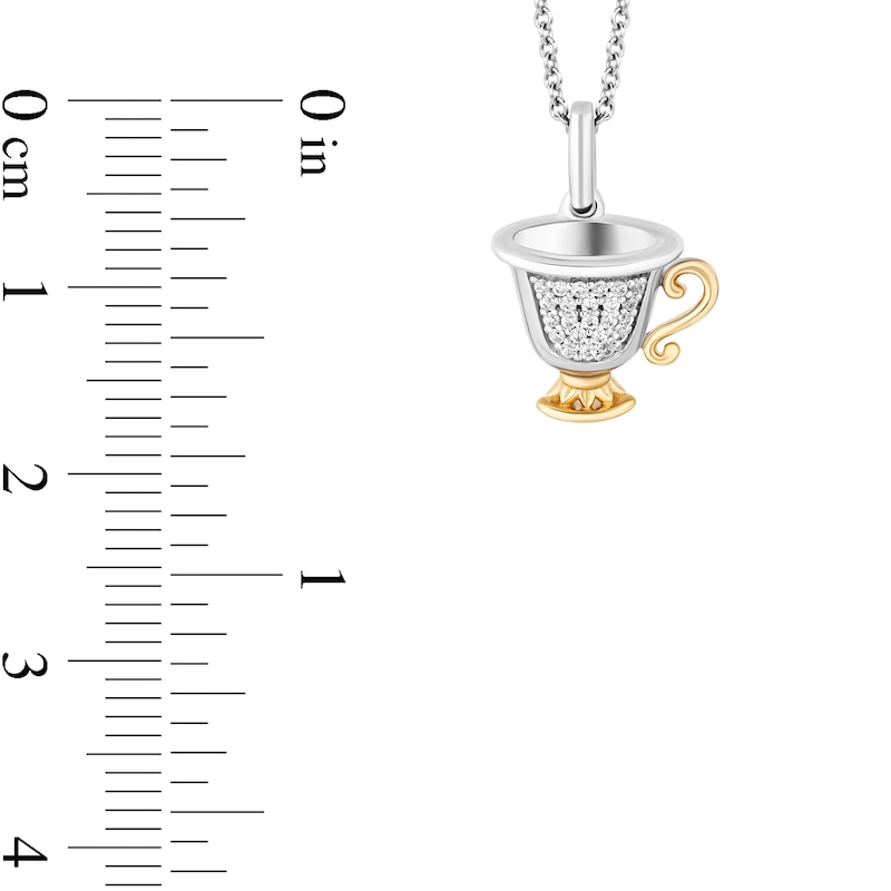 Main Image 3 of Enchanted Disney Belle 1/15 CT. T.W. Diamond Teacup in Sterling Silver and 10K Gold – 19"