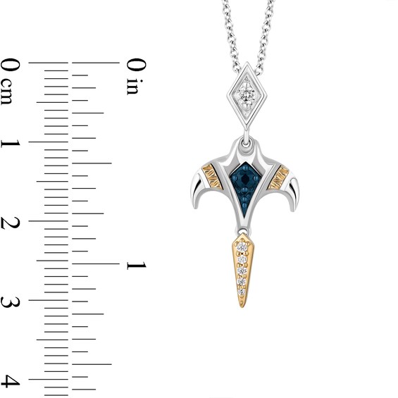 Enchanted Disney Moana Blue Sapphire and 1/10 CT. T.w. Diamond Manta Ray Pendant in Sterling Silver and 10K Gold â 19"