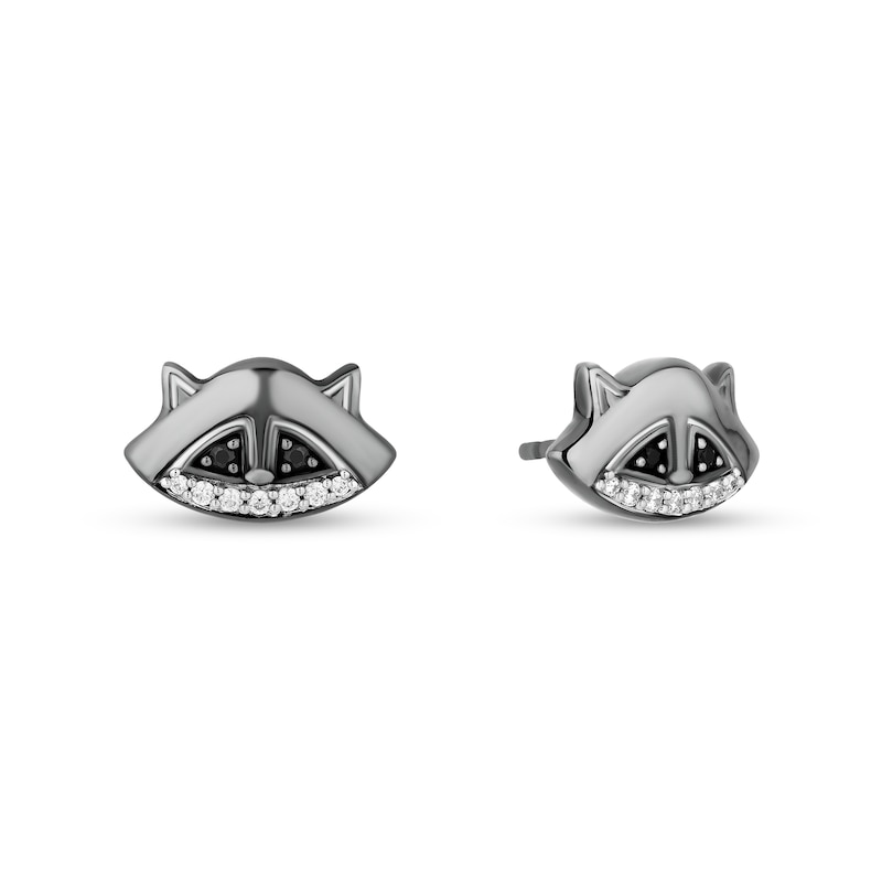 Enchanted Disney Pocahontas 1/8 CT. T.W. Black and White Diamond Meeko Stud Earrings in Sterling Silver