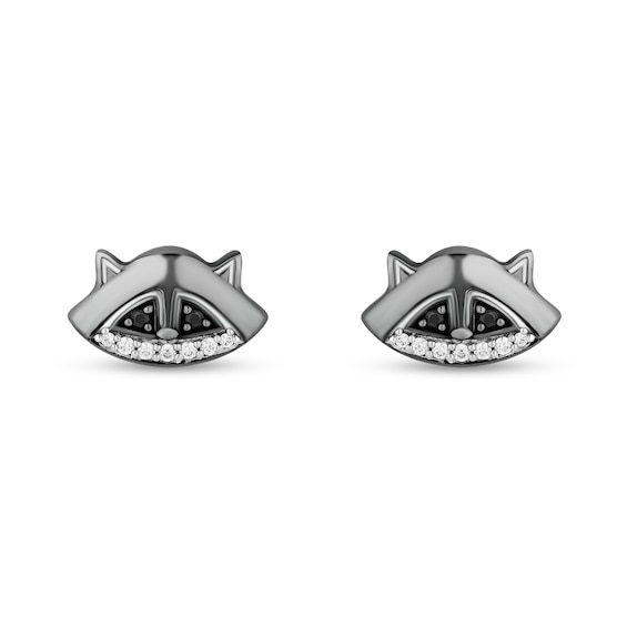 Enchanted Disney Pocahontas 1/8 CT. T.w. Black and White Diamond Meeko Stud Earrings in Sterling Silver