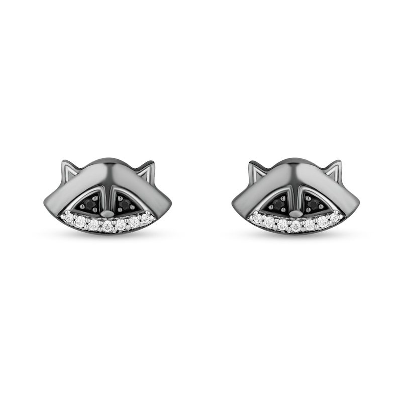 Enchanted Disney Pocahontas 1/8 CT. T.W. Black and White Diamond Meeko Stud Earrings in Sterling Silver